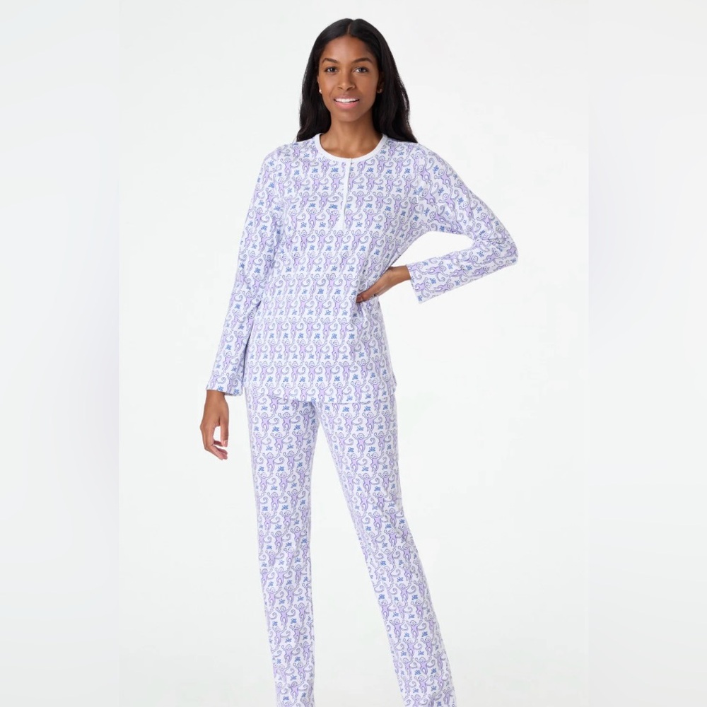 Roller Rabbit Monkey Print Pima Cotton Pajama Set
